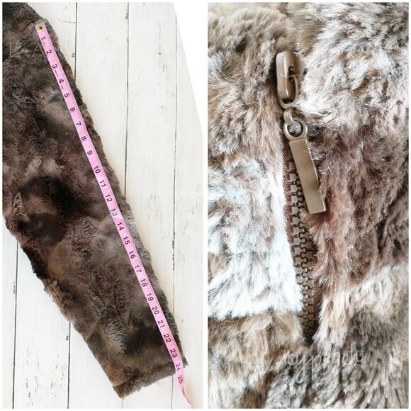 Andrea Faye Faux Fur Jacket Size Small Victoria Boa Cinchback Coat Equestrian - Picture 9 of 15